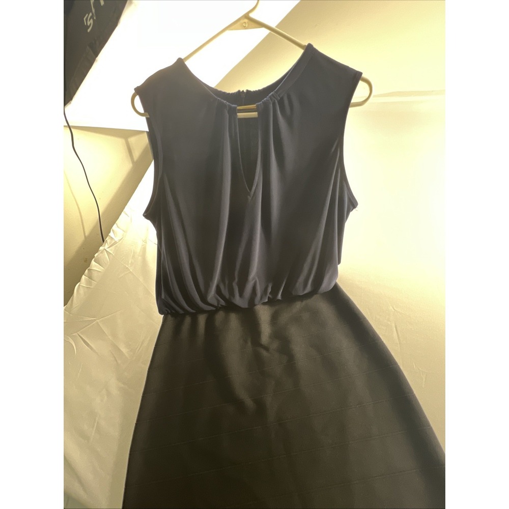 Joseph Ribkoff Navy Blue Black Sleeveless Bandage Skirt Dress Size 12 - Picture 2 of 13